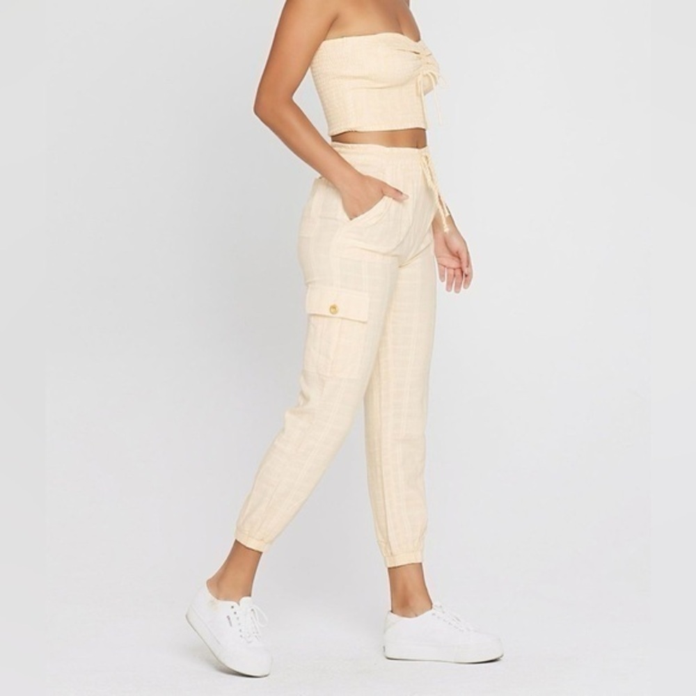 L Space Weekender Jogger Cargo Drawstring Pants Color Tan size Xsmall